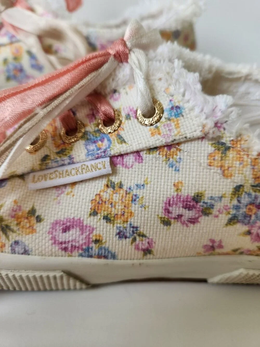 Superga x LoveShackFancy 2750 Flower Fringe Sneakers Coquette Romantic Whimsical - Picture 10 of 16